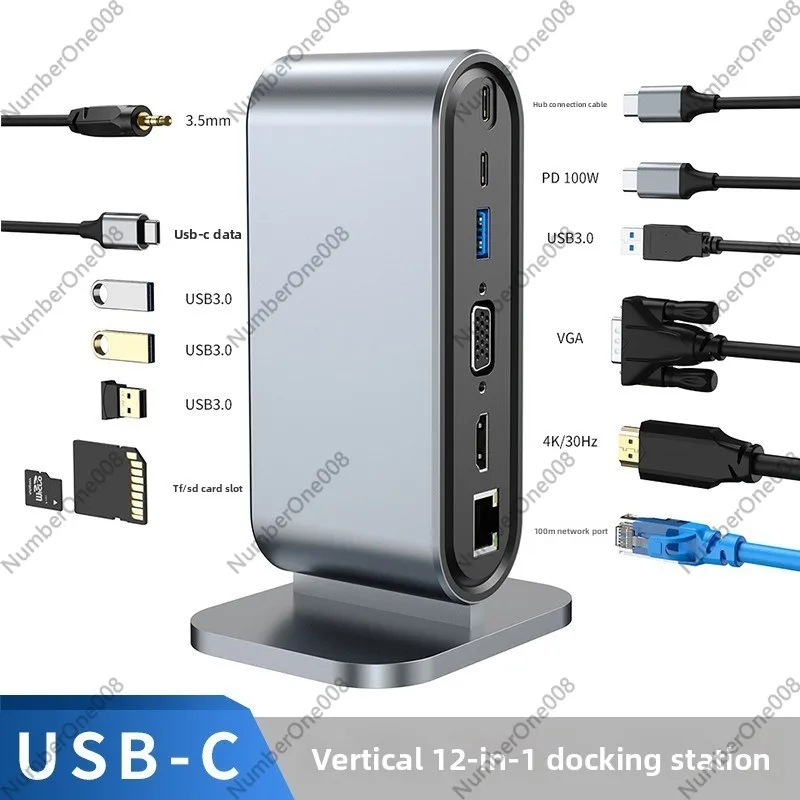 Usb C Docking Hub - 12포트 수직형 USB 도킹 스테이션, 노트북