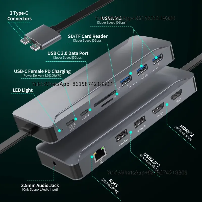 Usb C Docking Hub - 핫세일 듀얼 디스플레이 화면 타입 C