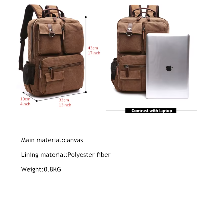 남성용 노트북 배낭 배낭 캔버스 학교 가방 여행 배낭  - Laptop Accessories Organizer Bag 리뷰 및 가격