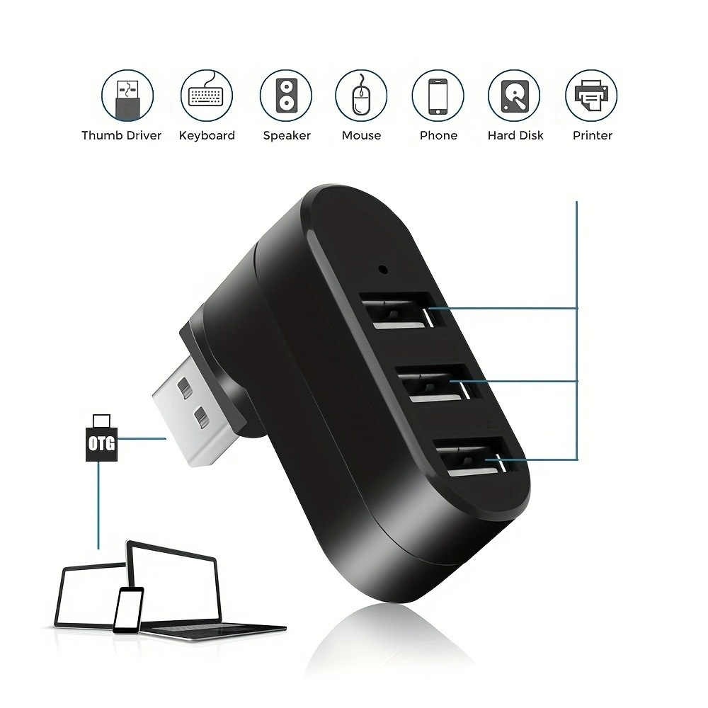 USB 2.0 허브 3포트 180 °   회전식 분배기 - Mac Laptop Accessories 리뷰 및 가격